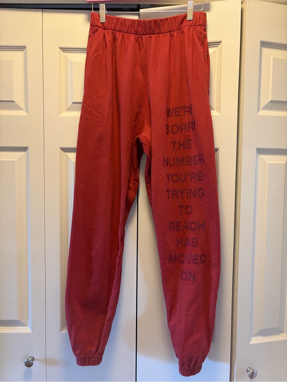 Boys Lie Red 1 800 Rhinestone Crystal Embellished Jogger Sweatpants M